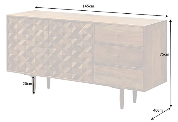 Designová komoda Halia Honey 145 cm akácie