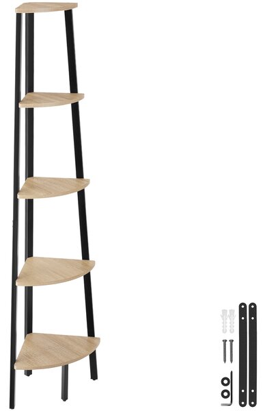 Tectake Rohový regál Portland 34x34x158,5 cm - Industrial světlé dřevo, dub Sonoma