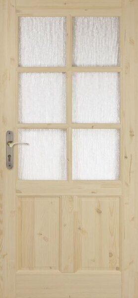 Orkan Interiérové dveře 6lux Eco, 80 P, 820 × 1970 mm, masivní dřevo, pravé, borovice, prosklené