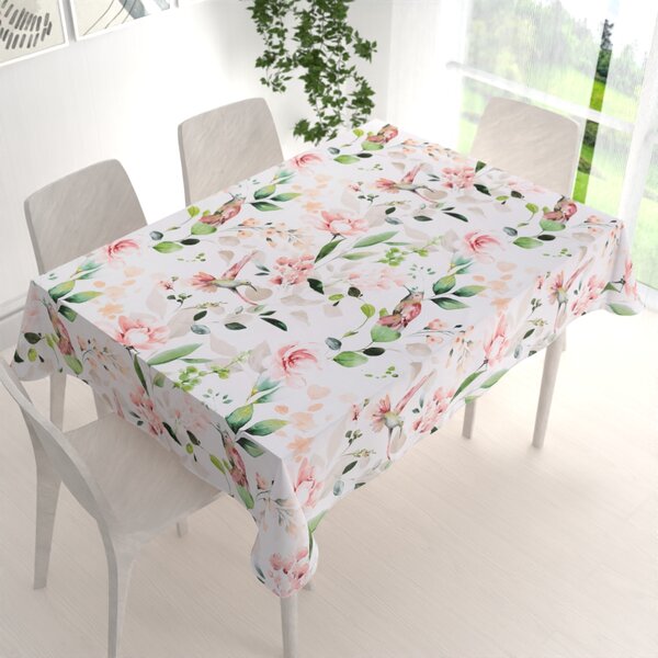 Biante Bavlněný obdélníkový ubrus Sandra SA-432 Ptáci mezi květy 50x100 cm