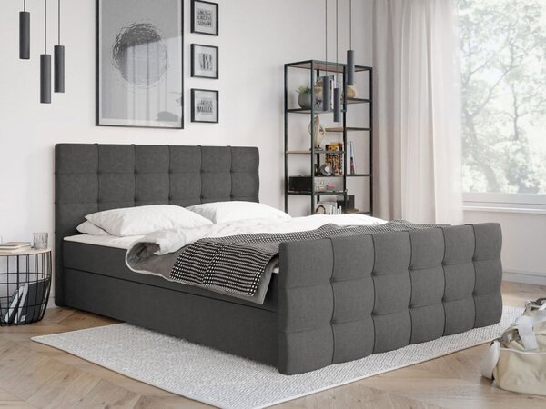 Americká manželská postel 160x200 RANON 2 - tmavá šedá + topper ZDARMA