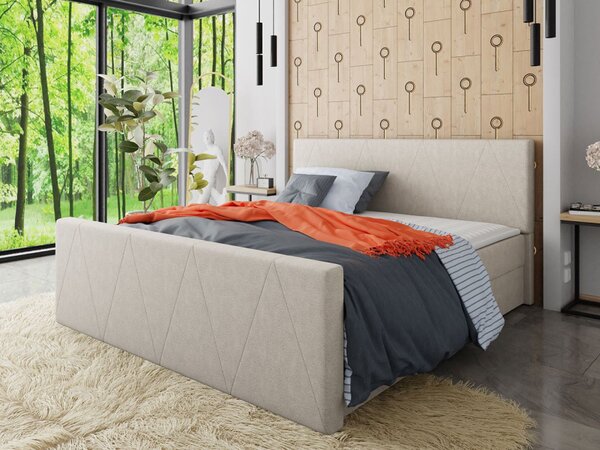 Americká manželská postel s vysokým čelem 140x200 RANON 3 - béžová + topper ZDARMA