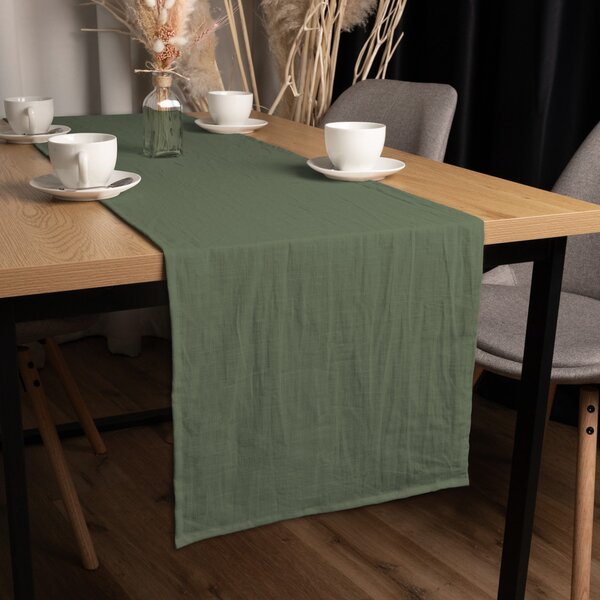 Biante Lněný běhoun na stůl LEN-020 Khaki zelený 20x120 cm