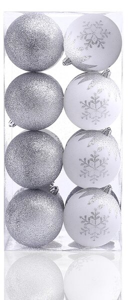 FLHF Sada vánočních ozdob Meli - stříbrno - bílá - 16 kusů