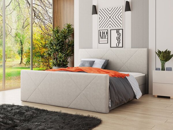 Americká postel s úložným prostorem 140x200 RANON 4 - béžová + topper ZDARMA