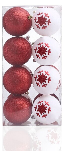 FLHF Sada třešňových vánočních ozdob - bílá a červená - 16 kusů
