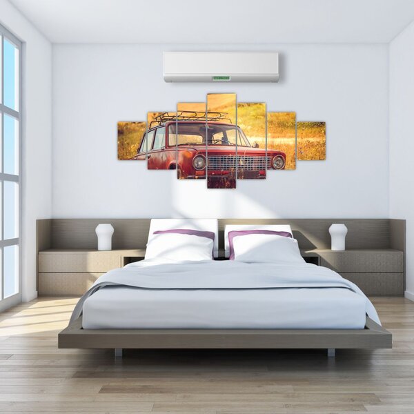 Obraz auta v poli (210x100 cm)