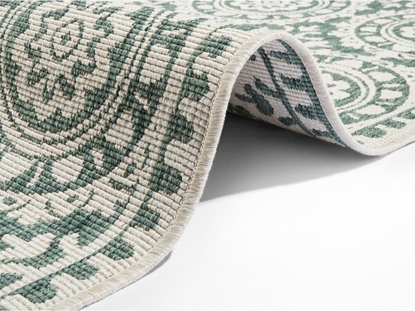Zeleno-krémový venkovní koberec NORTHRUGS Jardin, 80 x 250 cm