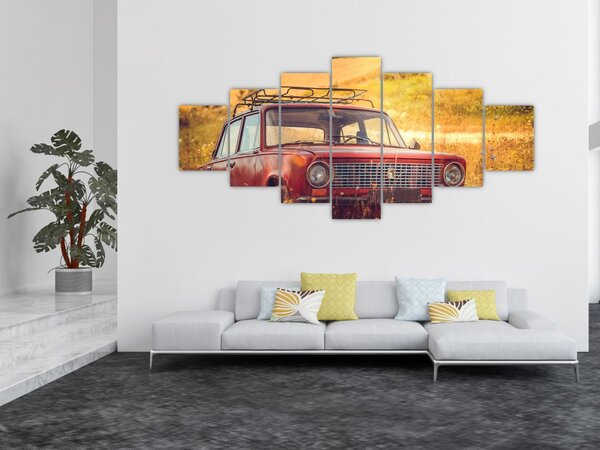 Obraz auta v poli (210x100 cm)