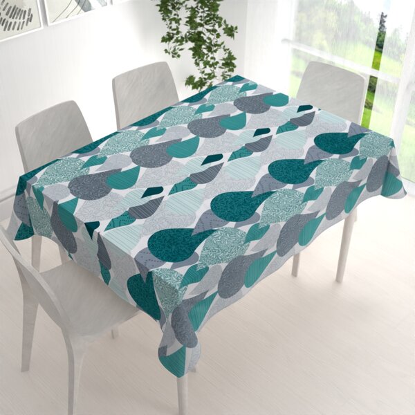 Biante Bavlněný obdélníkový ubrus Sandra SA-444 Šedo-petrolejové kapky s ornamenty 60x100 cm
