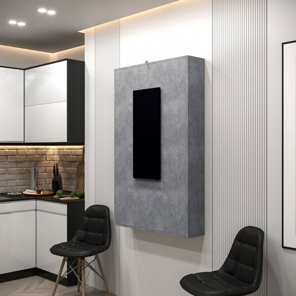 Moderní sklápěcí jídelní stůl OMBO - beton / černý