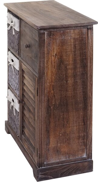 Komoda HWC-H21, skříňová komoda, zásuvka s košem z masivního dřeva 80x60x30cm shabby brown