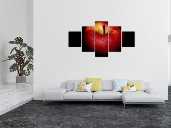 Obraz jablka na černém pozadí (125x70 cm)