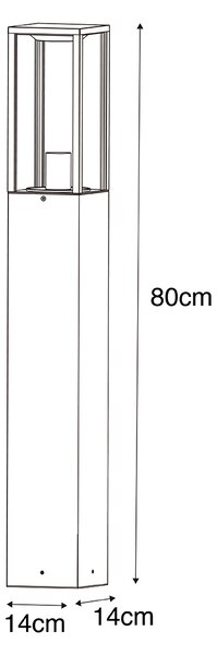Chytrá venkovní stojací lampa černá s žebrovaným sklem 80 cm vč. WiFi A60 - Charlois