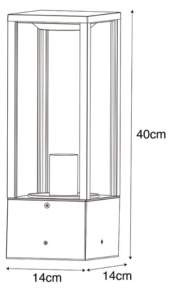 Chytrá venkovní stojací lampa černá s žebrovaným sklem 40 cm vč. WiFi A60 - Charlois