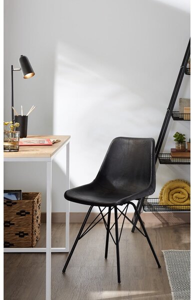 Bílý psací stůl s deskou v dřevěném dekoru Kave Home Lisbet