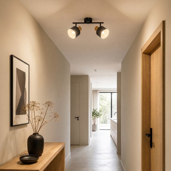 Stropní Lampa Lindby, Lenja, stmívatelné, Černá, Obývací pokoj, Kov, Moderní