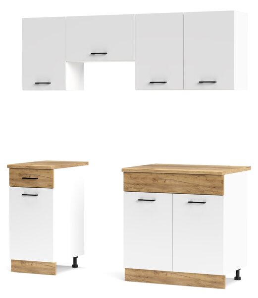 Kuchyně PIETRUS 120/180 cm, bílá/dub craft DOPRODEJ