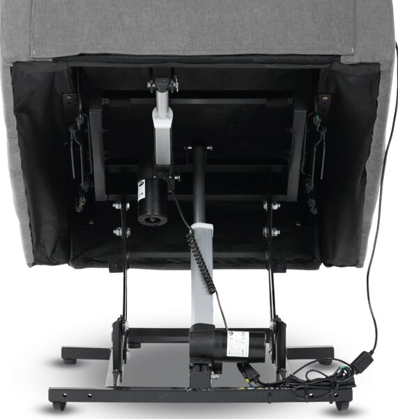 TV křeslo LIFTO s elektrickým polohováním — 2 motory, látka, šedá, nosnost 150 kg