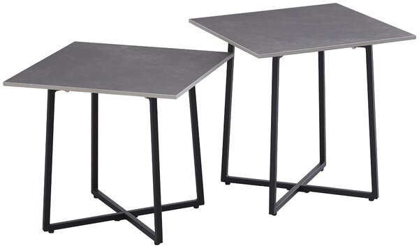 SADA KONFERENČNÍCH STOLKŮ, černá, světle šedá, kov, kámen, 45/45/45/45/41/46 cm Carryhome - Konferenční stolky, Online Only