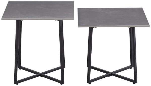 SADA KONFERENČNÍCH STOLKŮ, černá, světle šedá, kov, kámen, 45/45/45/45/41/46 cm Carryhome - Konferenční stolky, Online Only