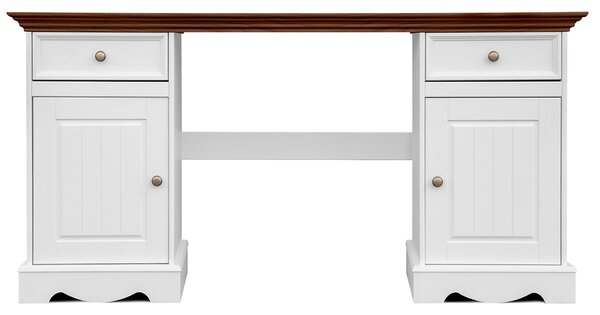 KATMANDU Psací stůl Belluno Elegante, bílá, ořech, borovice, masiv, 77x155x53 cm