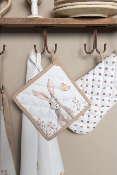 Podložka pod hrnec s motivem králíků Rustic Easter Bunny – 20x20 cm