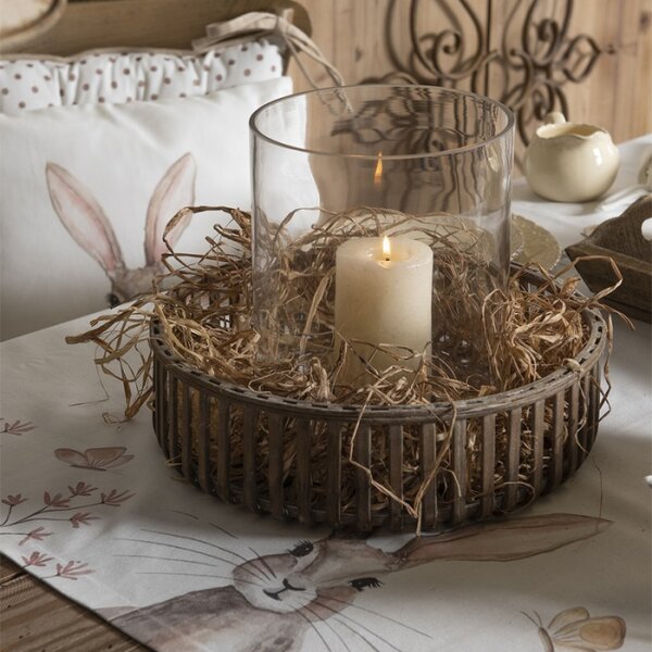 Čtvercový bavlněný ubrus s velikonočním motivem Rustic Easter Bunny – 100x100 cm