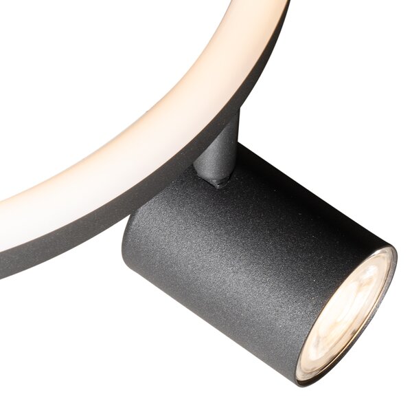 Stropní bodové svítidlo černé GU10 50mm 3-světelné kulaté vč. podsvícení a 3-cestného spínače - Back Up