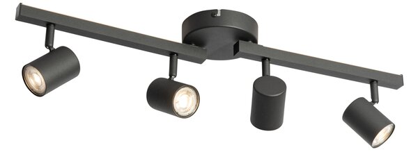 Stropní bodové svítidlo černé GU10 50mm 4-světelné vč. podsvícení a 3-cestného spínače - Back Up