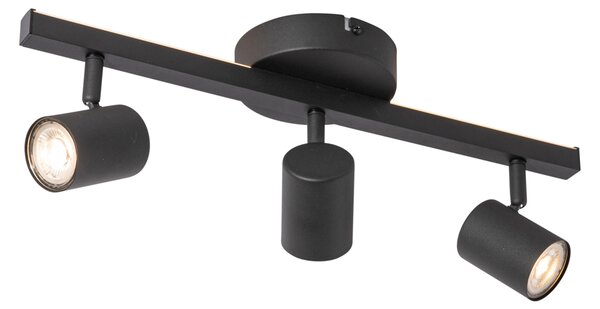Stropní bodové svítidlo černé GU10 50mm 3-světelné vč. podsvícení a 3-cestného spínače - Back Up