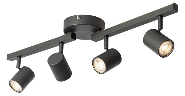 Stropní bodové svítidlo černé GU10 50mm 4-světelné vč. podsvícení a 3-cestného spínače - Back Up