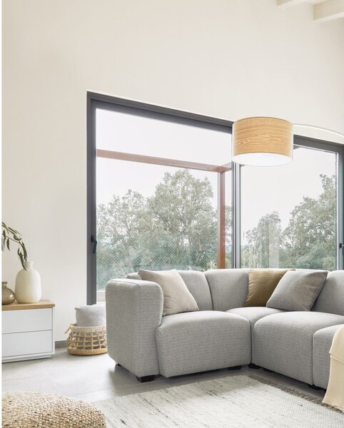 Stojací lampa s dřevěným stínidlem v bílo-přírodní barvě (výška 210 cm) Juhe Ash – Kave Home