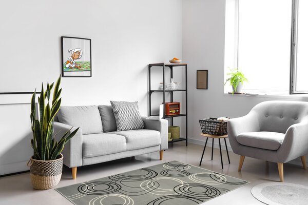 Alfa Carpets, Kusový koberec Circles grey, 80x150, šedá, chodba / předsíň