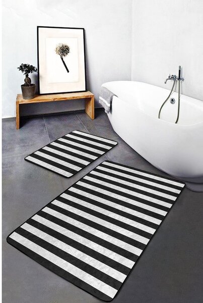 Bílo-černé koupelnové předložky v sadě 2 ks 60x100 cm – Mila Home