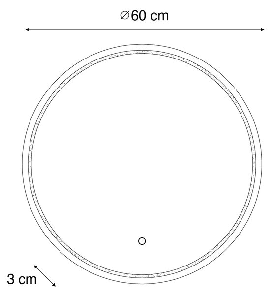 Moderní koupelnové zrcadlo 60 cm vč. LED a dotykového stmívače - Sebas