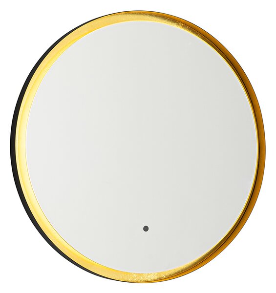 Koupelnové zrcadlo černé se zlatem včetně LED a dotykového stmívače - Pim