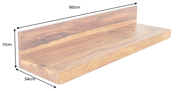 Designová nástěnná police Elegant 80 cm Sheesham