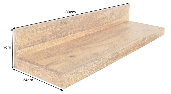 Designová nástěnná police Elegant 80 cm mango