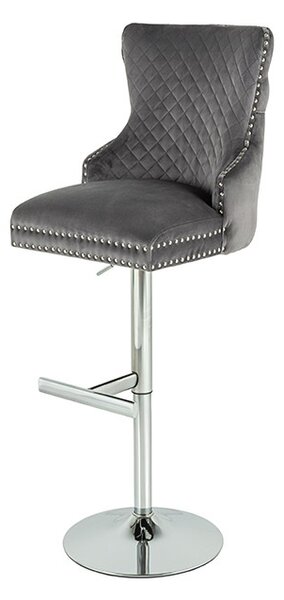 Designová barová židle Queen Lví hlava šedý samet