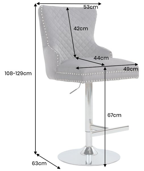Designová barová židle Queen Lví hlava šedý samet