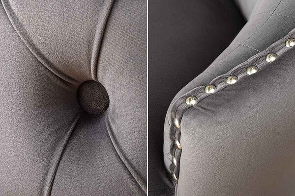 Designová barová židle Queen Lví hlava šedý samet