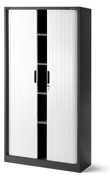 Plechová skříň se žaluziovými dveřmi DAMIAN, 900 x 1850 x 450 mm, antracitovo-bílá