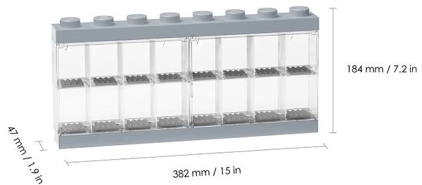 Šedá sběratelská skříňka na 16 minifigurek - LEGO®