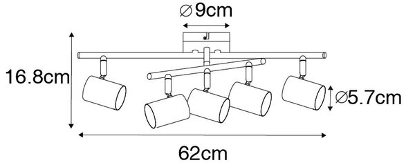 Moderní stropní svítidlo černé 5-světlo nastavitelné čtvercové - Jeana