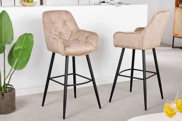 Designová barová židle Garold šampanský samet