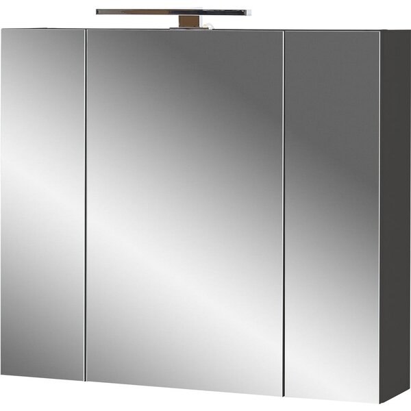 Tmavě šedá koupelnová skříňka se zrcadlem 76x71 cm - Germania