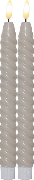 Sada 2 béžových voskových LED svíček Star Trading Flamme Swirl Antique, výška 25 cm