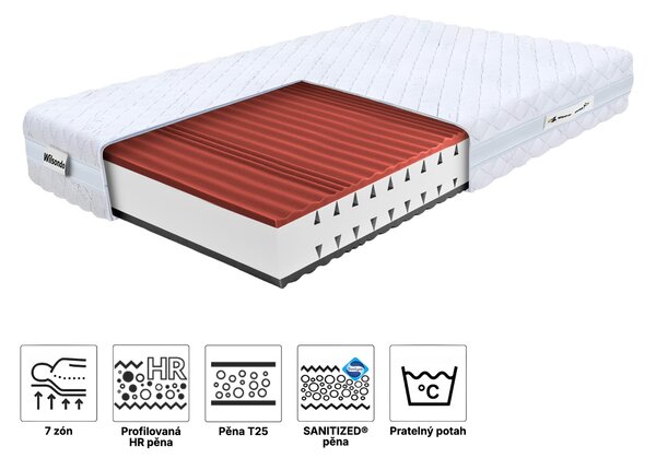 Pěnová zdravotní matrace Argento 100x200x22 - potah Silver