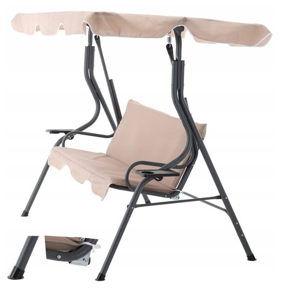 Zahradní houpačka KRE0735 GARDEN-PRO s držákem nápojů v béžové barvě
